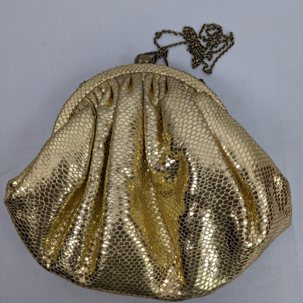 SANTI WOMEN GOLD CLUTCH WITH DUST BAG. - Picture 11 of 12